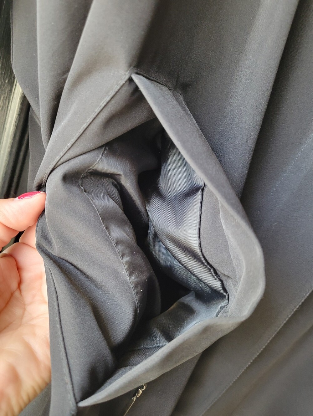 Black Gallery all-weather Coat XL Removable Hood Hidden button front Zip closure - Picture 9 of 16